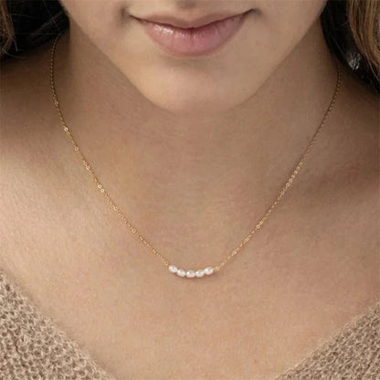 Create Gold Color Simple Pearl Choker Necklaces