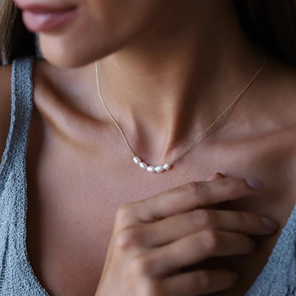 Create Gold Color Simple Pearl Choker Necklaces