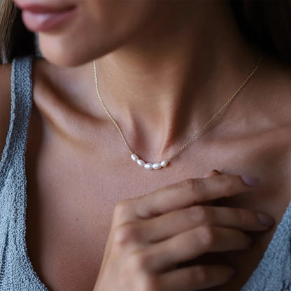Create Gold Color Simple Pearl Choker Necklaces