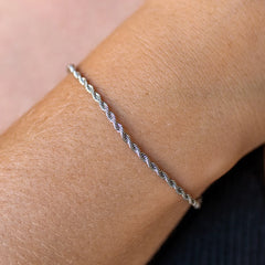 Silver Color Twisted Rope Bracelet for Women