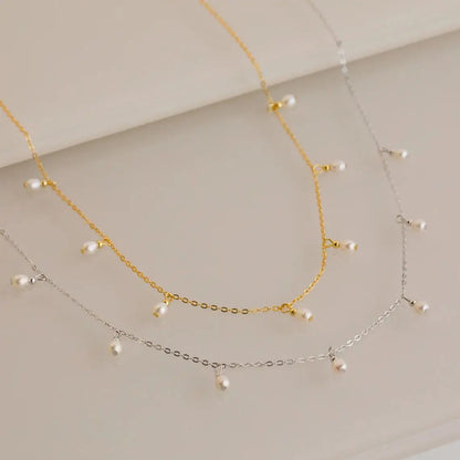 Thin Clavicle Chain with Pearl Pendant