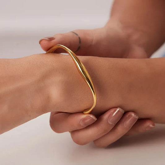 Classic 14k gold plated titanium bracelets
