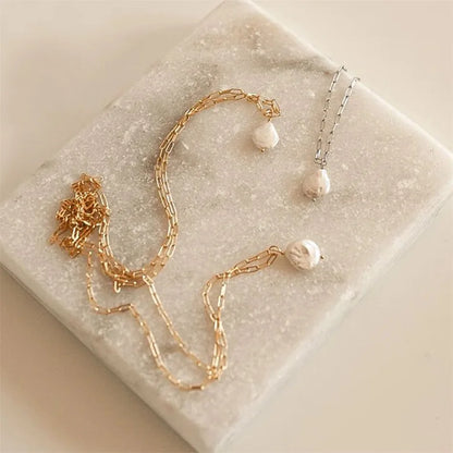 Gold Color Necklace Freshwater Pearl Pendant