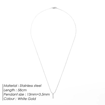 New Simple Square Pendant Necklace White Gold