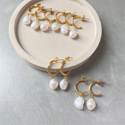 Natural Freshwater Pearl Dangle Earrings