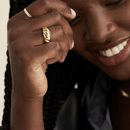 Classic gold color ring with simple texture