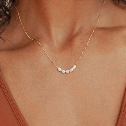 Create Gold Color Simple Pearl Choker Necklaces