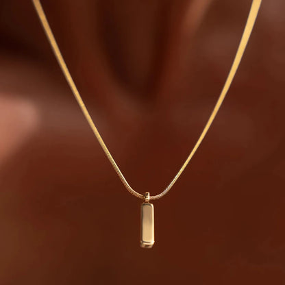 New Simple Square Pendant Necklace White Gold