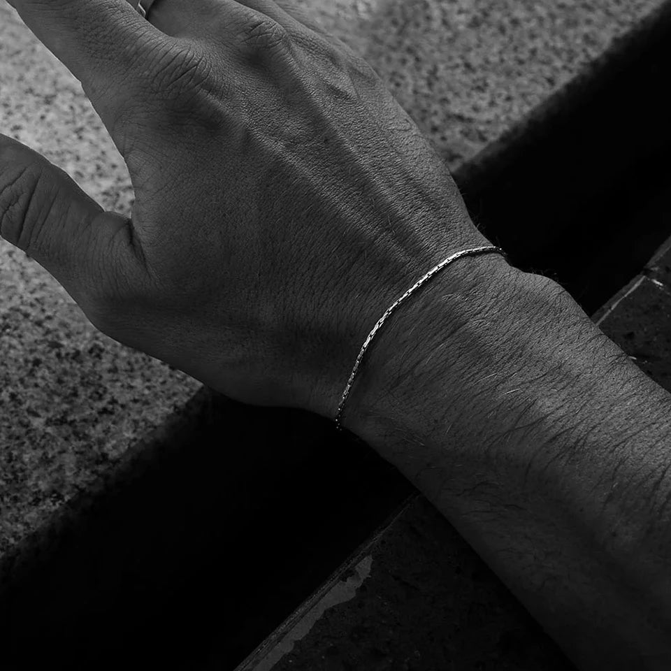Men's Custom White Gold Chain Bracelet