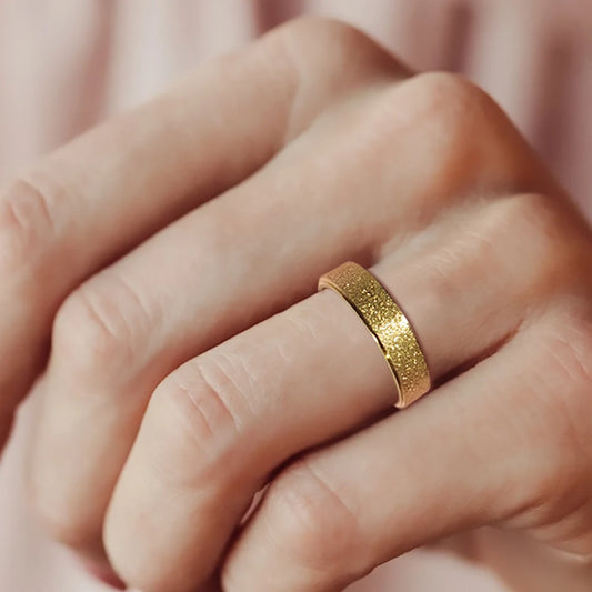High quality simple scrub rings gold color
