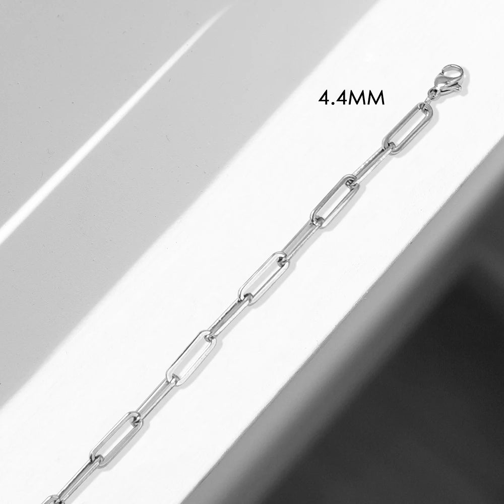Women's necklace with silver paper clip chain