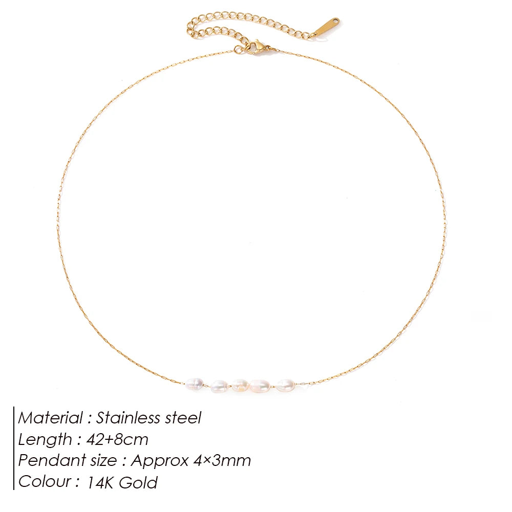 Create Gold Color Simple Pearl Choker Necklaces