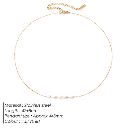 Create Gold Color Simple Pearl Choker Necklaces