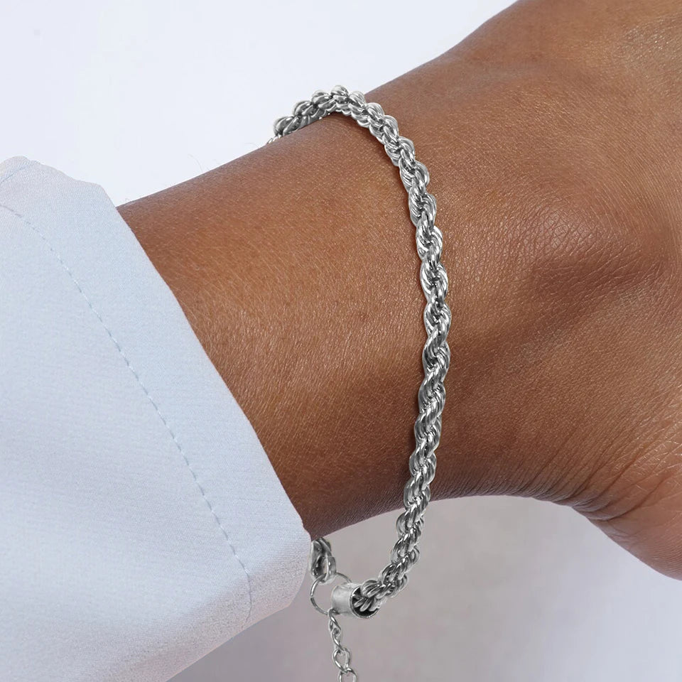 Silver Color Rope Anklets for Women