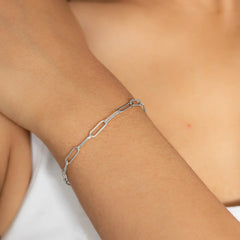 Silver Color Paper Clip Chain Bracelet