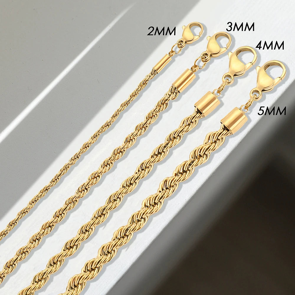 Twisted Rope Chain for Women Gold Color