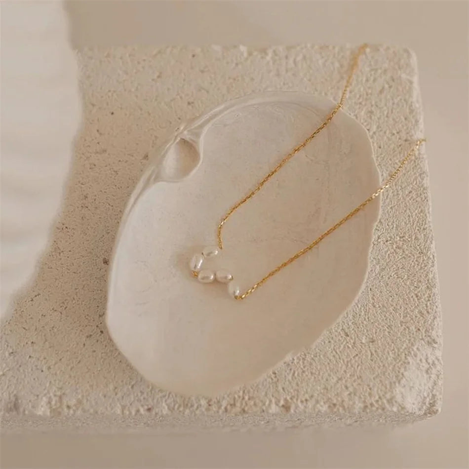 Create Gold Color Simple Pearl Choker Necklaces