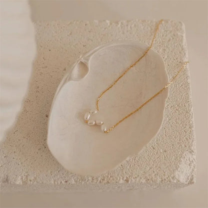 Create Gold Color Simple Pearl Choker Necklaces