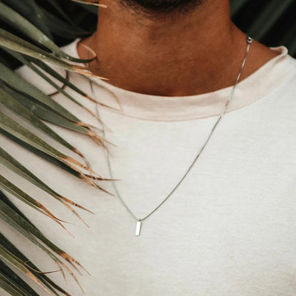 New Simple Square Pendant Necklace White Gold