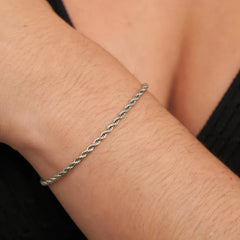 Silver Color Twisted Rope Bracelet for Women