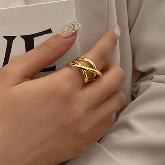 Classic Wide Multilayer Cross Ring