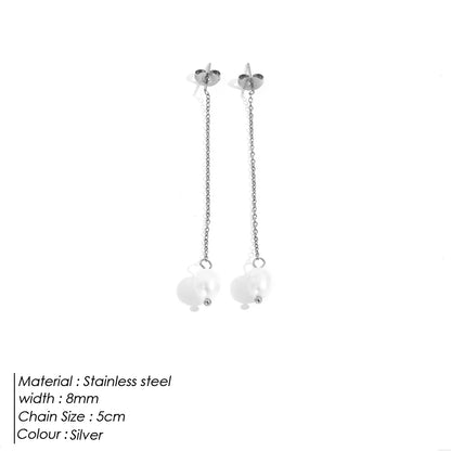 Long Chain Freshwater Pearl Earrings