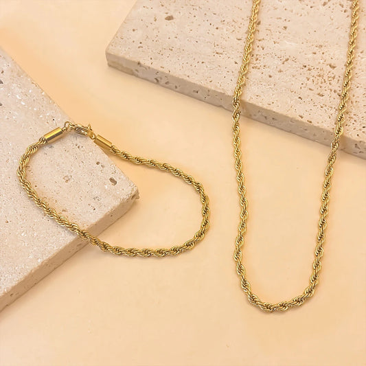 High quality twisted chain set gold plated