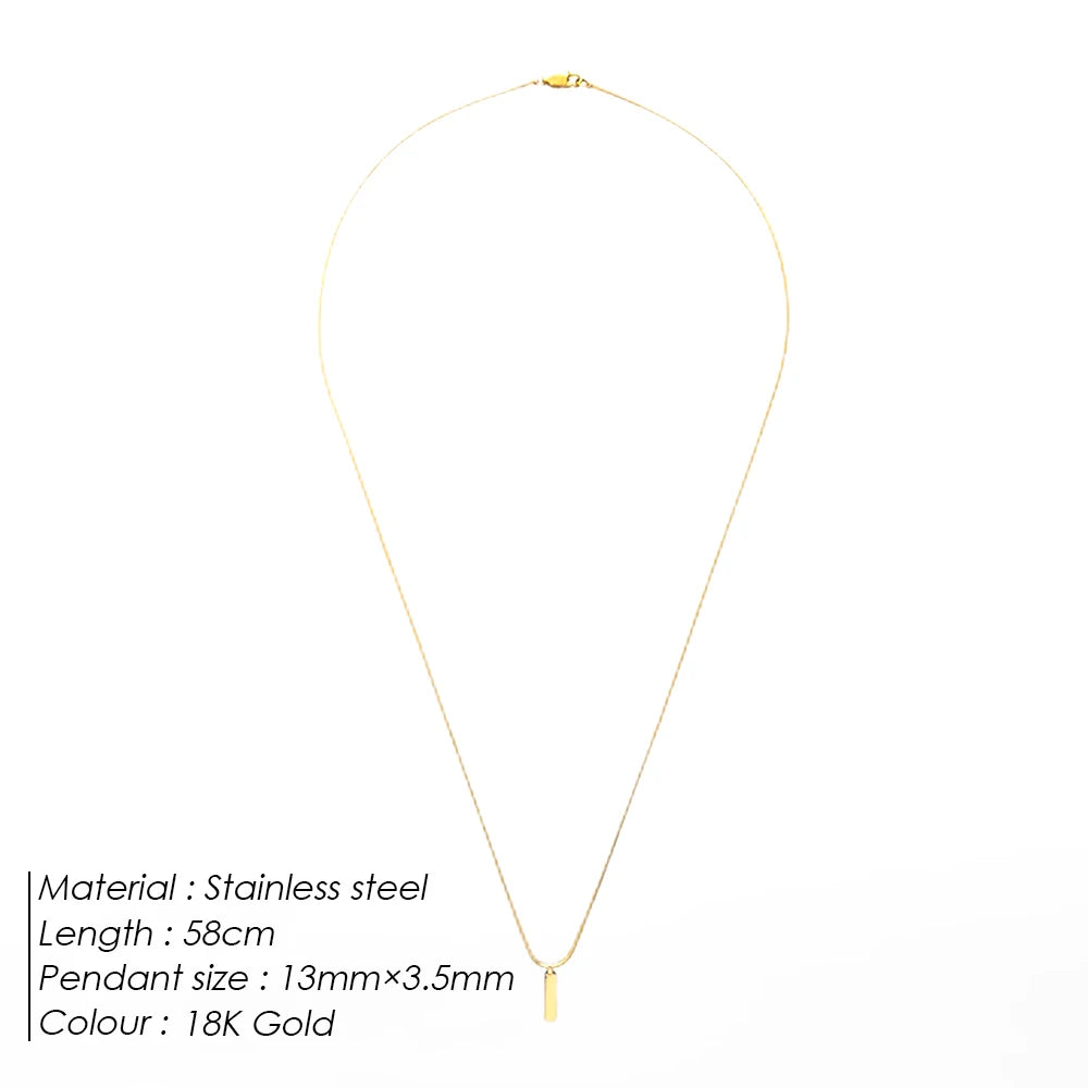 New Simple Square Pendant Necklace White Gold