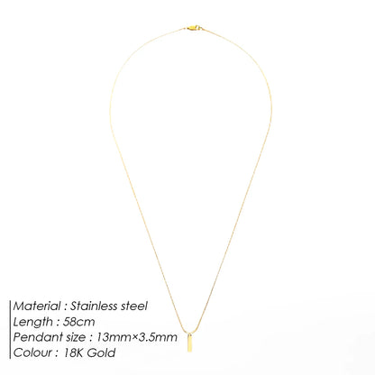 New Simple Square Pendant Necklace White Gold