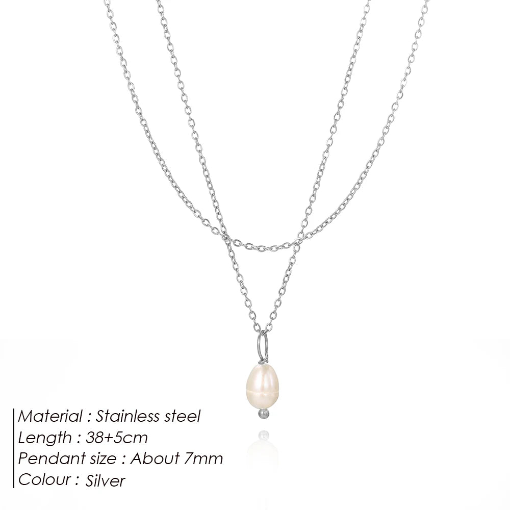 14K Gold Plated Double Layer Freshwater Pearl Necklace