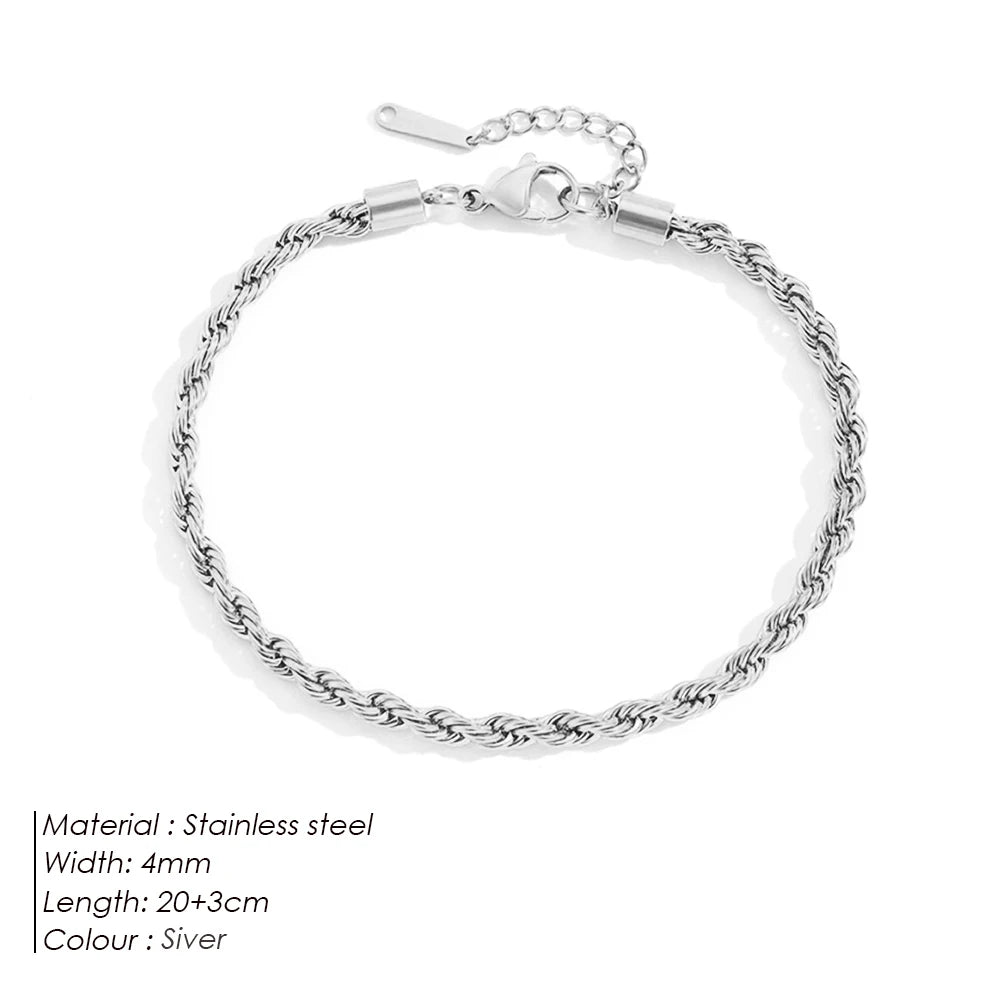 Silver Color Rope Anklets for Women