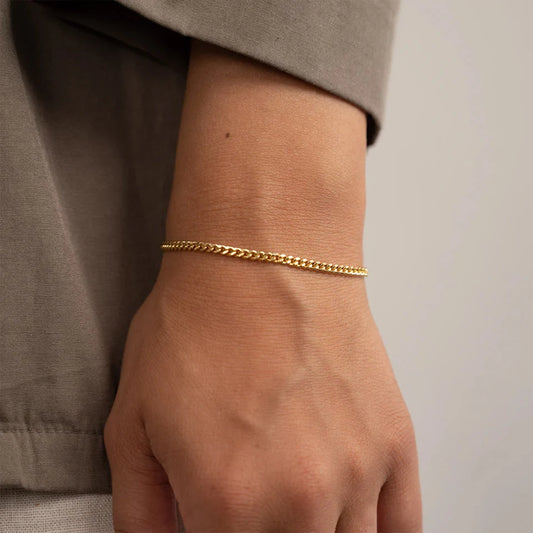 Classic Cuban Bracelet Gold Plated Adjustable Lobster Clasp