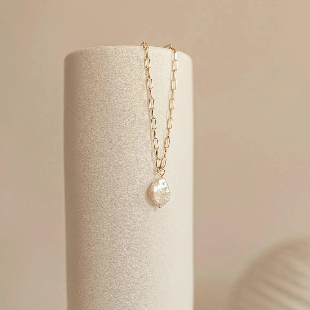 Gold Color Necklace Freshwater Pearl Pendant