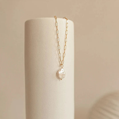 Gold Color Necklace Freshwater Pearl Pendant