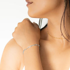 Silver Color Paper Clip Chain Bracelet