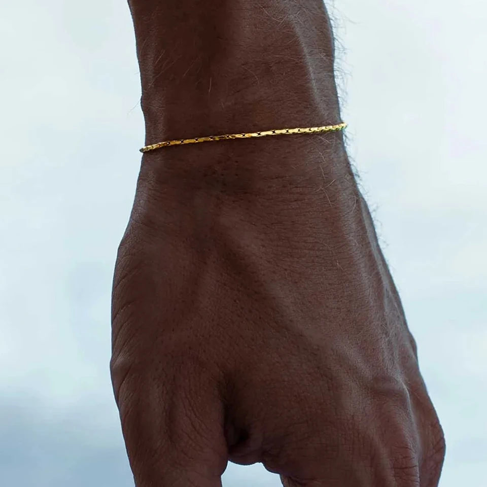 Men's Custom White Gold Chain Bracelet
