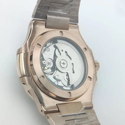 Men's square automatic movement rose gold watch