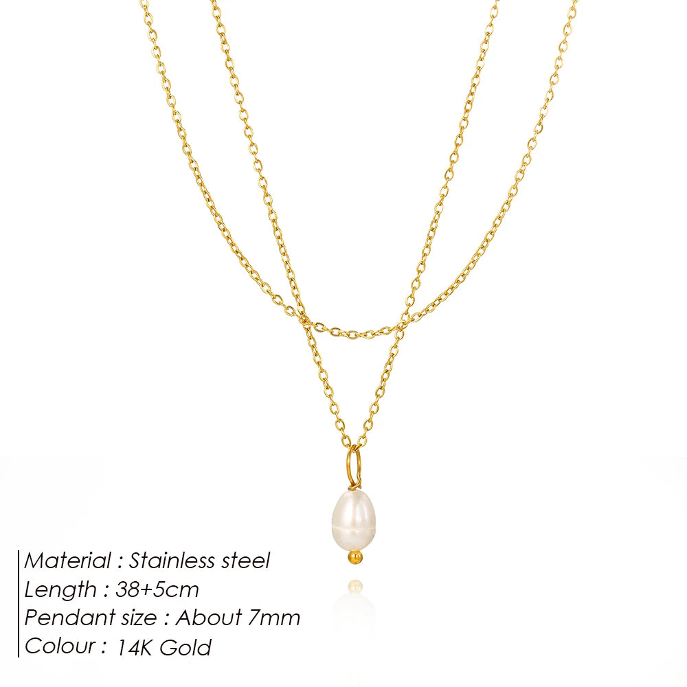 14K Gold Plated Double Layer Freshwater Pearl Necklace
