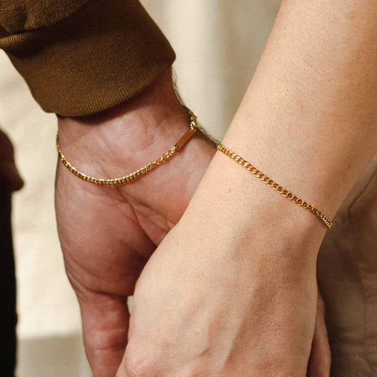 Custom Curb Bracelets for Couple