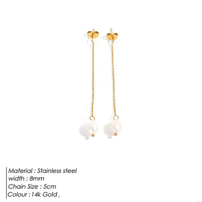 Long Chain Freshwater Pearl Earrings