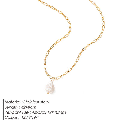 Gold Color Necklace Freshwater Pearl Pendant
