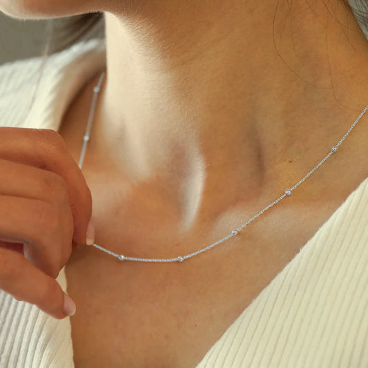 Simple current silvery Beads necklace