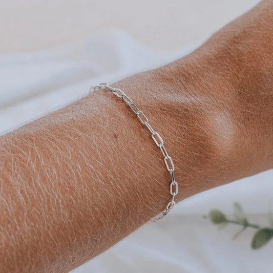 Silver Color Paper Clip Chain Bracelet